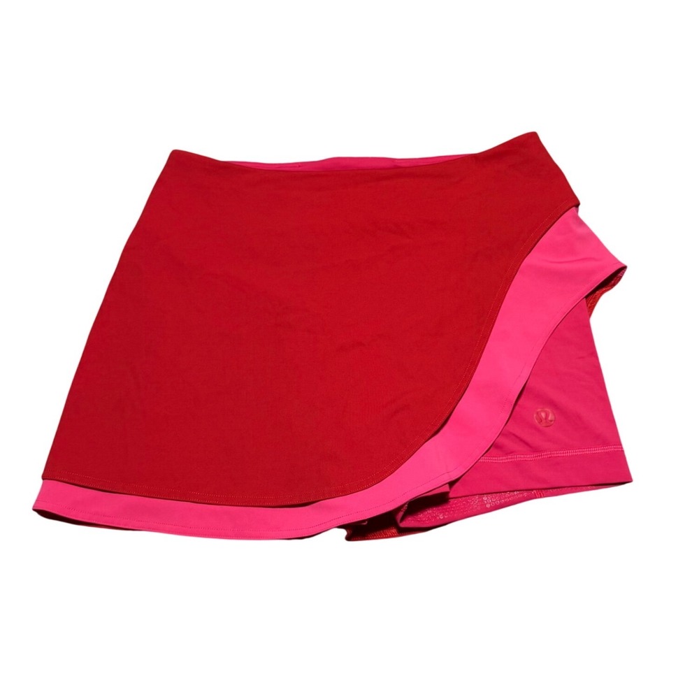 Lululemon Asymmetrical Layered High Rise Tennis Skirt 8 Red Pink W8AIRS Active - Picture 3 of 12